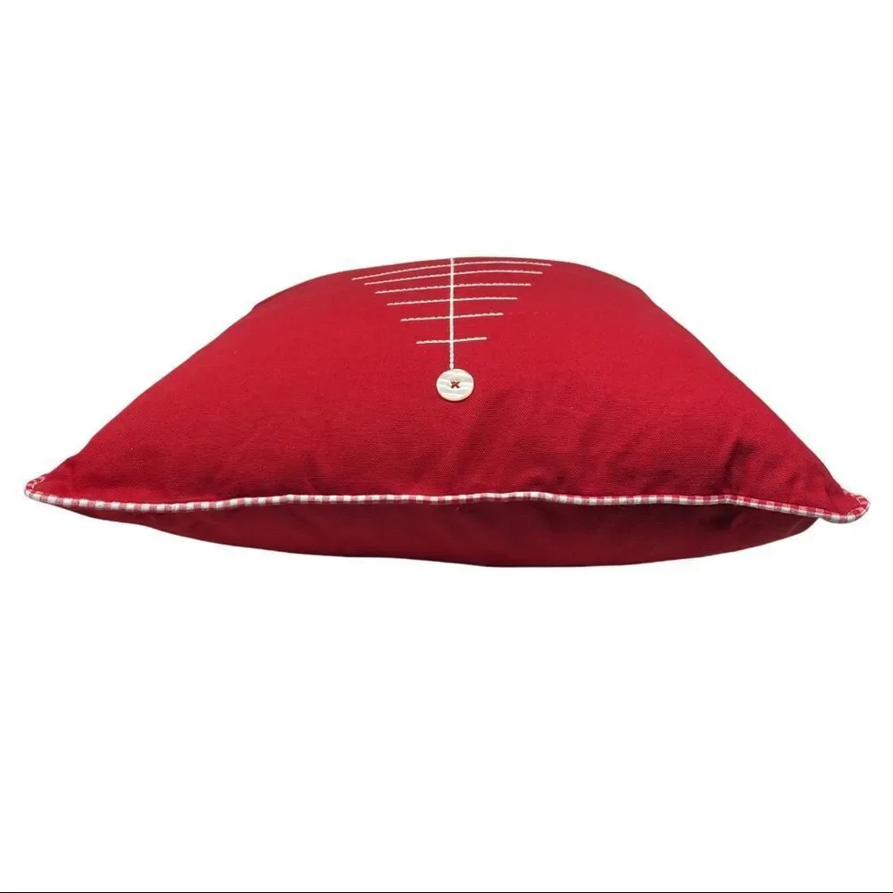 RAE DUNN Holiday Christmas Tree BELIEVE Embroidered Red Throw Pillow Knit Match - Picture 2 of 6